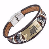 Drop Shipping Hot Selling Europe Fashion 12 zodiac signs Bracelet With Stainless Steel Clasp Leather Bracelet for Men XY17018