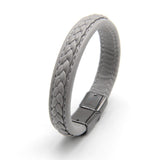 Grey Braided Beather Bracelet for Men
