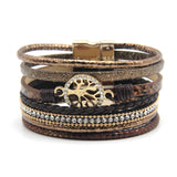 Crystal Magnetic Leather Bracelet for Women