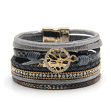 Crystal Magnetic Leather Bracelet for Women