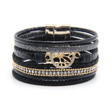 Crystal Magnetic Leather Bracelet for Women
