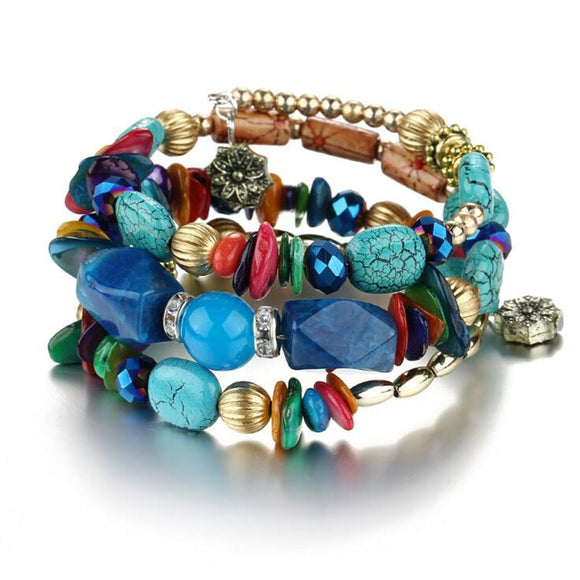 Colorful Gemstone Beaded Bracelet for Women