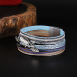 Metal Leaf Leather Bracelet for Women