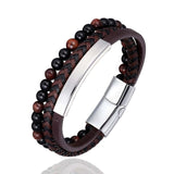 Beaded Braided Leather Bracelet for Men
