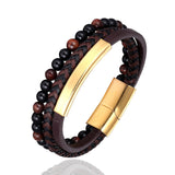 Beaded Braided Leather Bracelet for Men