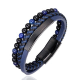 Beaded Braided Leather Bracelet for Men