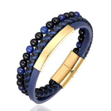 Beaded Braided Leather Bracelet for Men