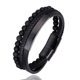 Beaded Braided Leather Bracelet for Men
