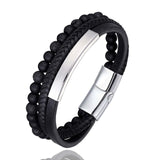 Beaded Braided Leather Bracelet for Men
