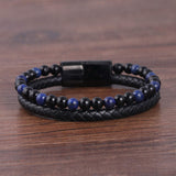 Beaded Braided Leather Bracelet for Men