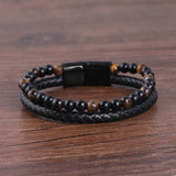 Beaded Braided Leather Bracelet for Men