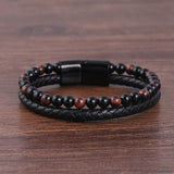 Beaded Braided Leather Bracelet for Men