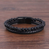 Beaded Braided Leather Bracelet for Men